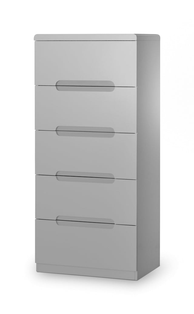 Julian Bowen Chests Manhattan 5 Drawer Narrow Chest - Grey
