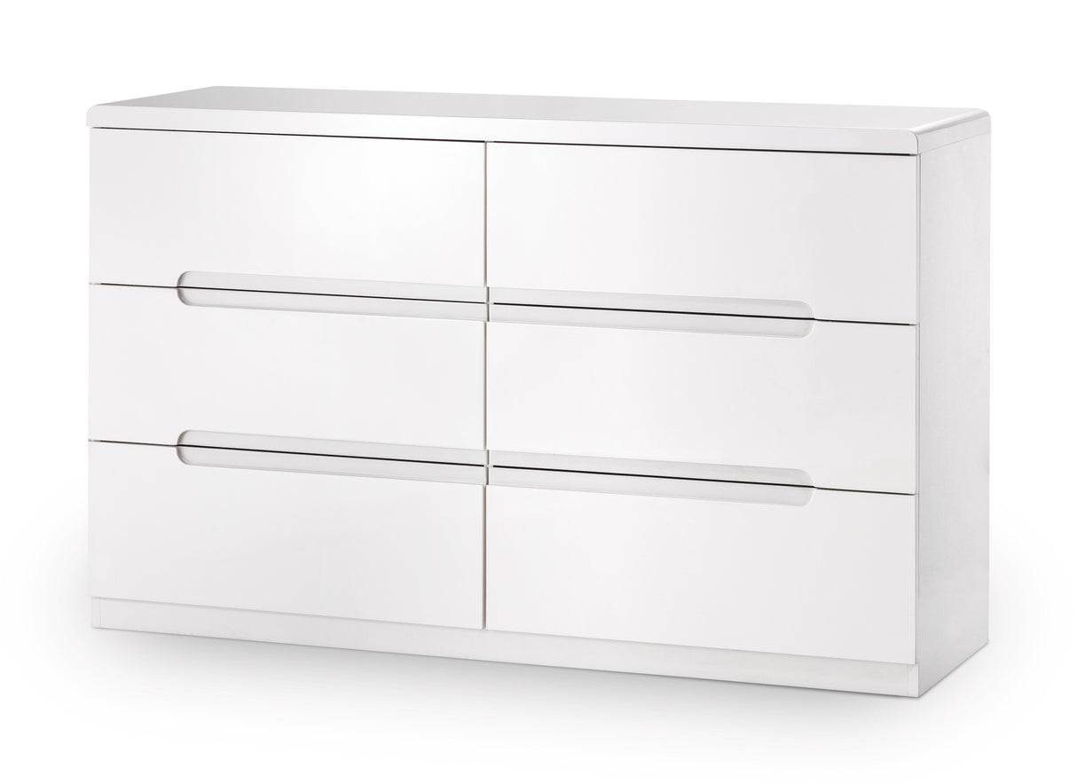 Julian Bowen Chests Manhattan 6 Drawer Wide Chest - White