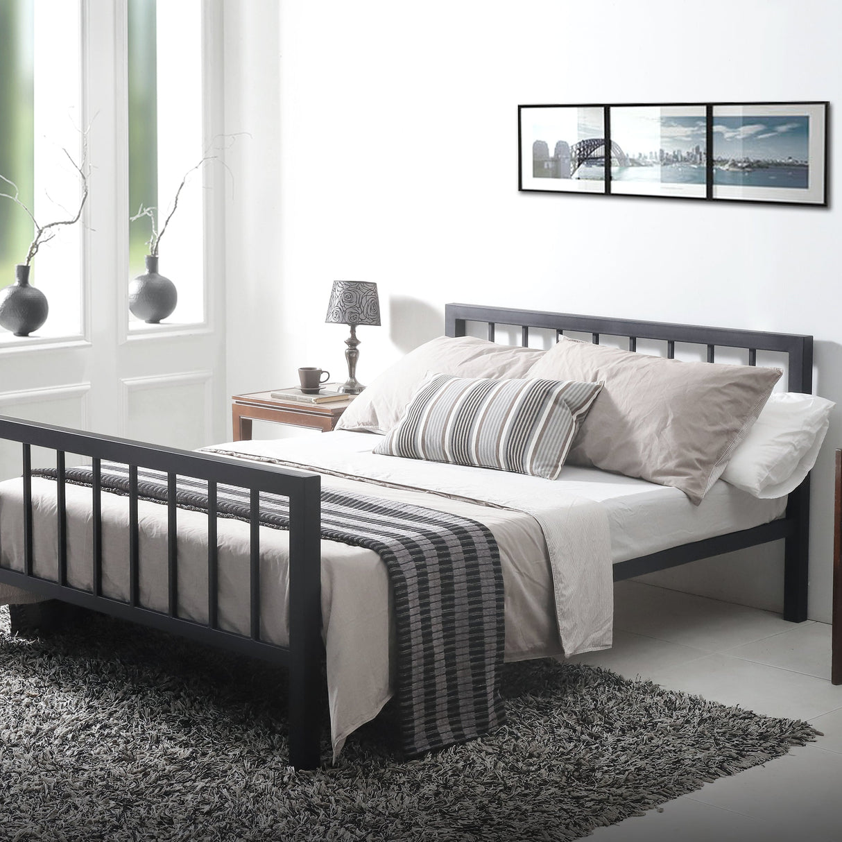 Time Living Bed Frame Metro Black Metal Bed Frame