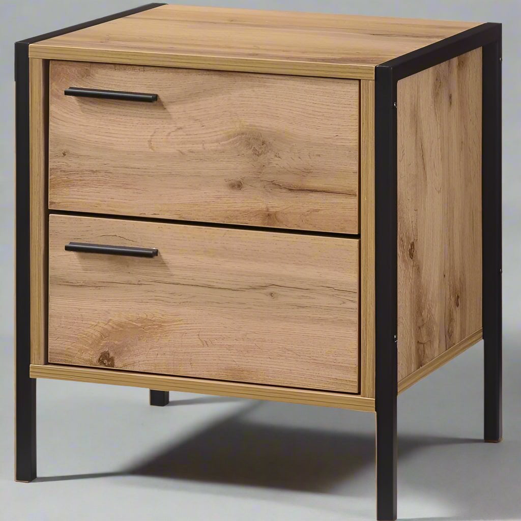 Heartlands Furniture Bedside Table Michigan 2 Drawer Nightstand