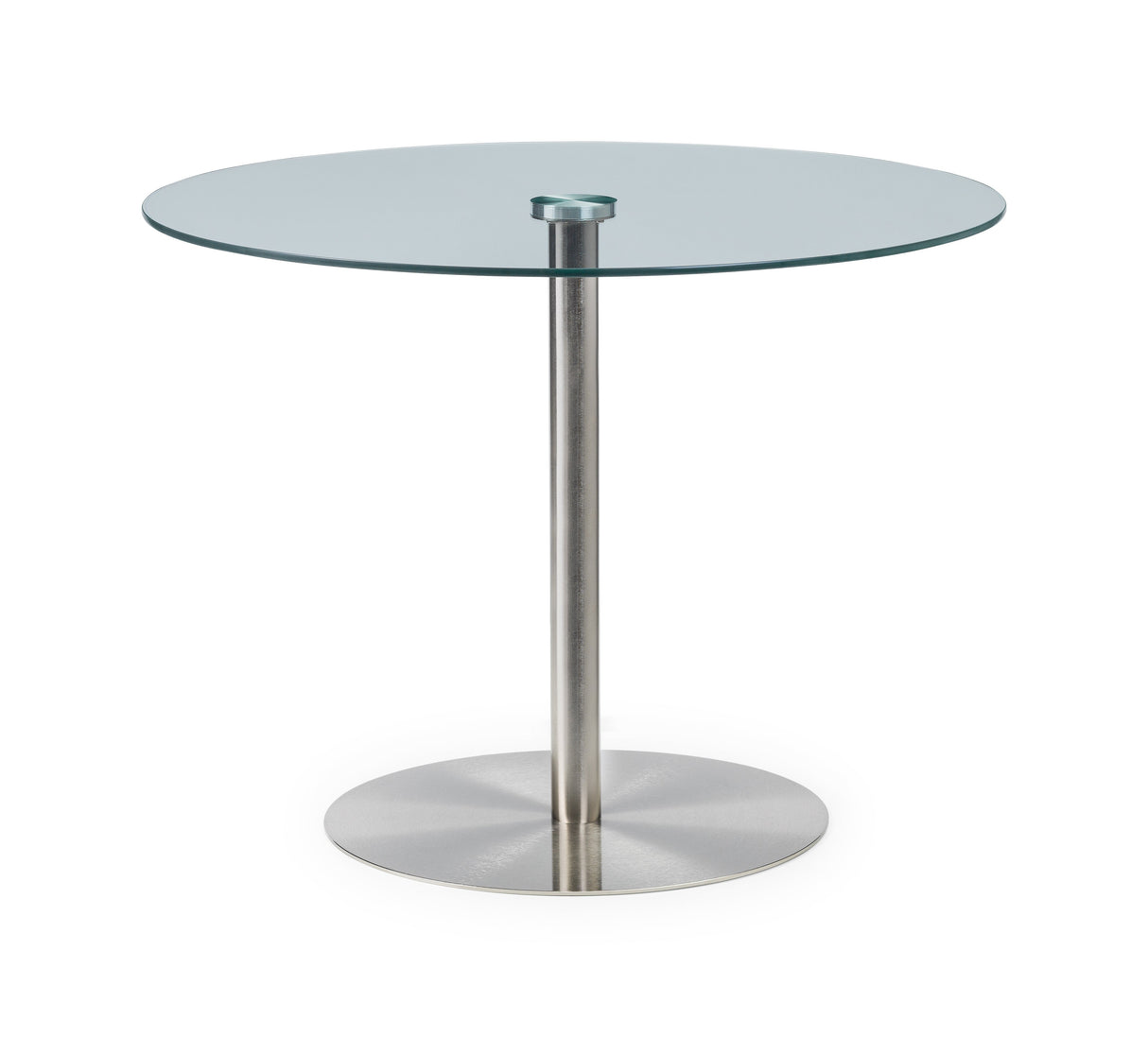 Julian Bowen Dining Tables Milan Round Glass Brushed Steel Pedestal Table