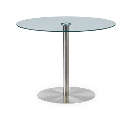 Julian Bowen Dining Tables Milan Round Glass Brushed Steel Pedestal Table