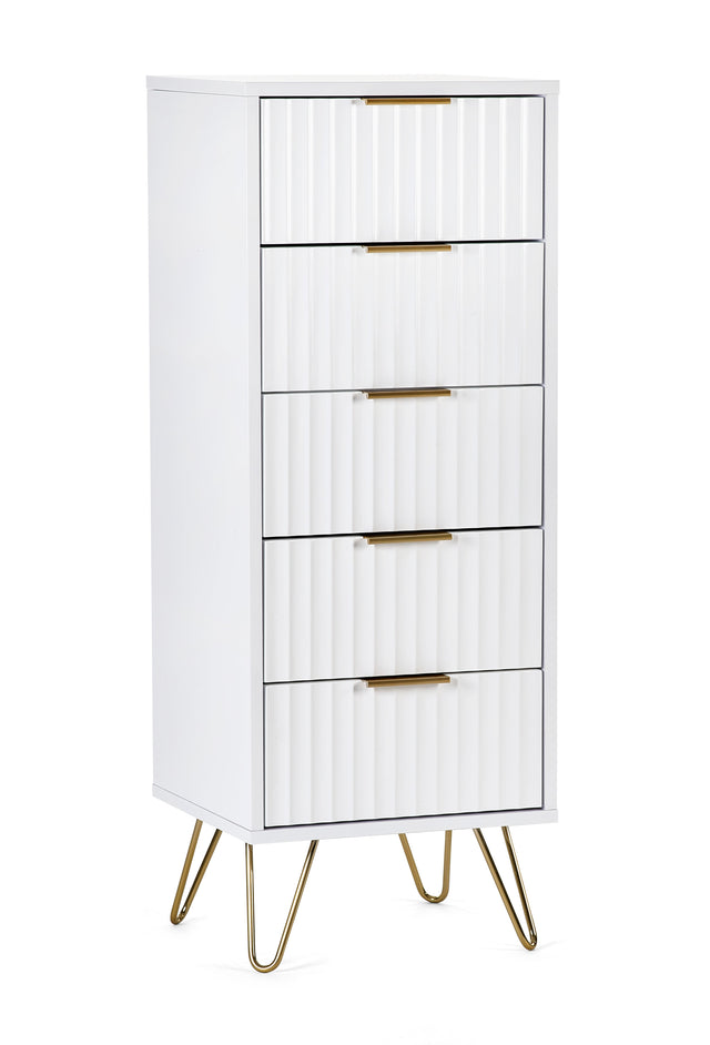 Julian Bowen Chests Murano 5 Drawer Tallboy - Matt White
