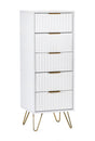 Julian Bowen Chests Murano 5 Drawer Tallboy - Matt White
