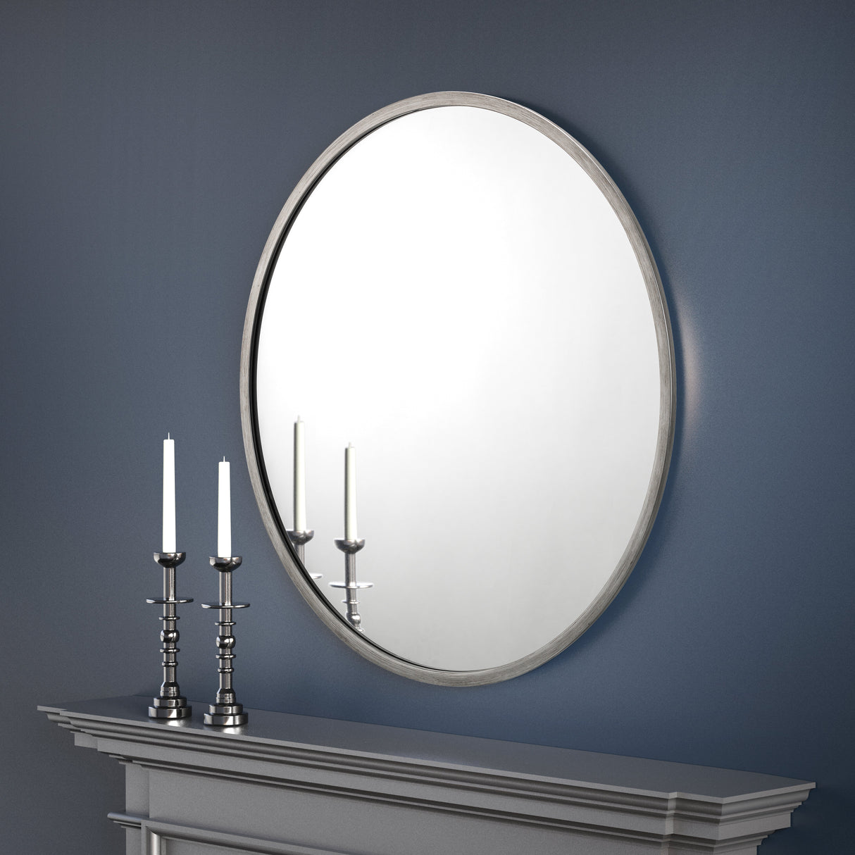 Julian Bowen Mirror Octave Round Pewter Wall Mirror