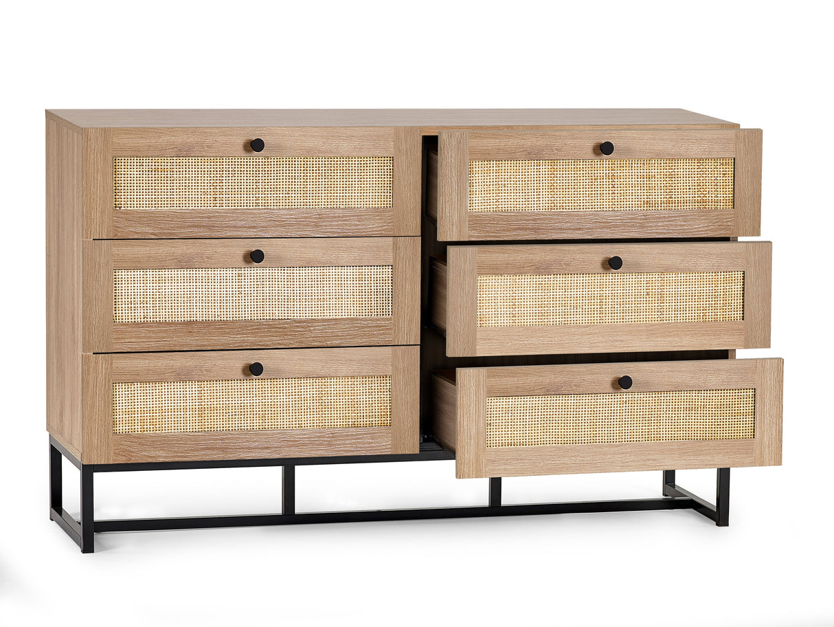 Julian Bowen Chests Padstow 6 Drawer Chest - Oak