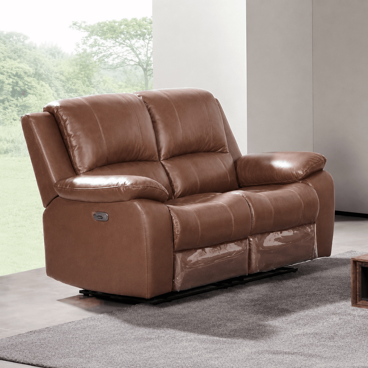 Your Home Essentials 2 Seater Sofa Pellini Mid Tan Leather 2 Seater Electric Recliner Sofa