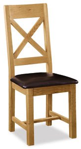 Global Home Furniture Dining Chair Salisbury Cross Back Chair With Pu Seat (Sold in Pairs)