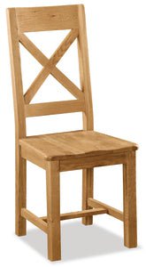 Global Home Furniture Dining Chair Salisbury Cross Back Chair With Wooden Seat (Sold in Pairs)