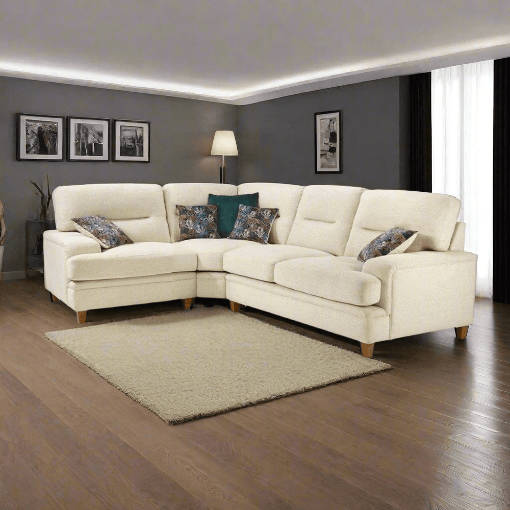 Lebus Corner Sofa Ivory / Oak Trieste Left Hand Facing Corner Sofa