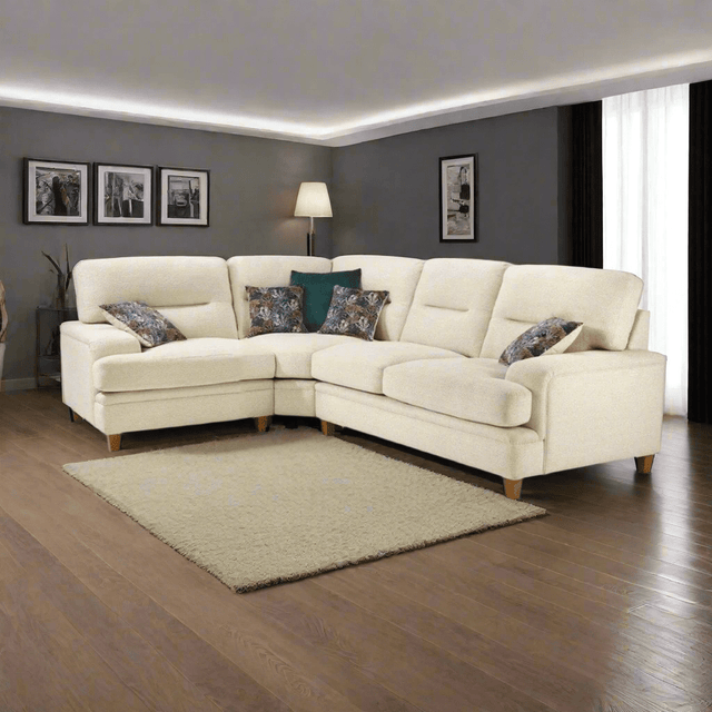 Lebus Corner Sofa Ivory / Oak Trieste Left Hand Facing Corner Sofa