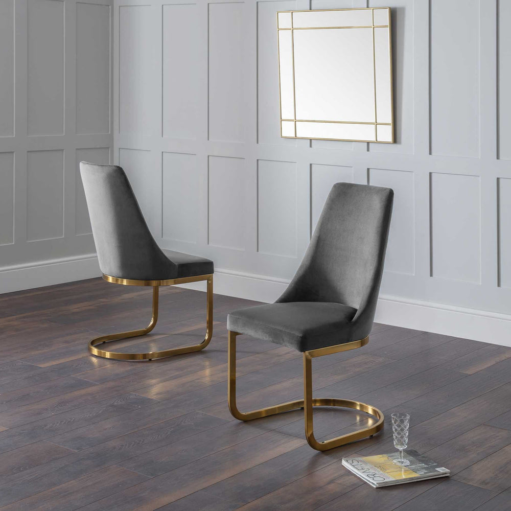 Julian Bowen Dining Chairs Vittoria Cantilever Dining Chairs - Grey - Sold in pairs