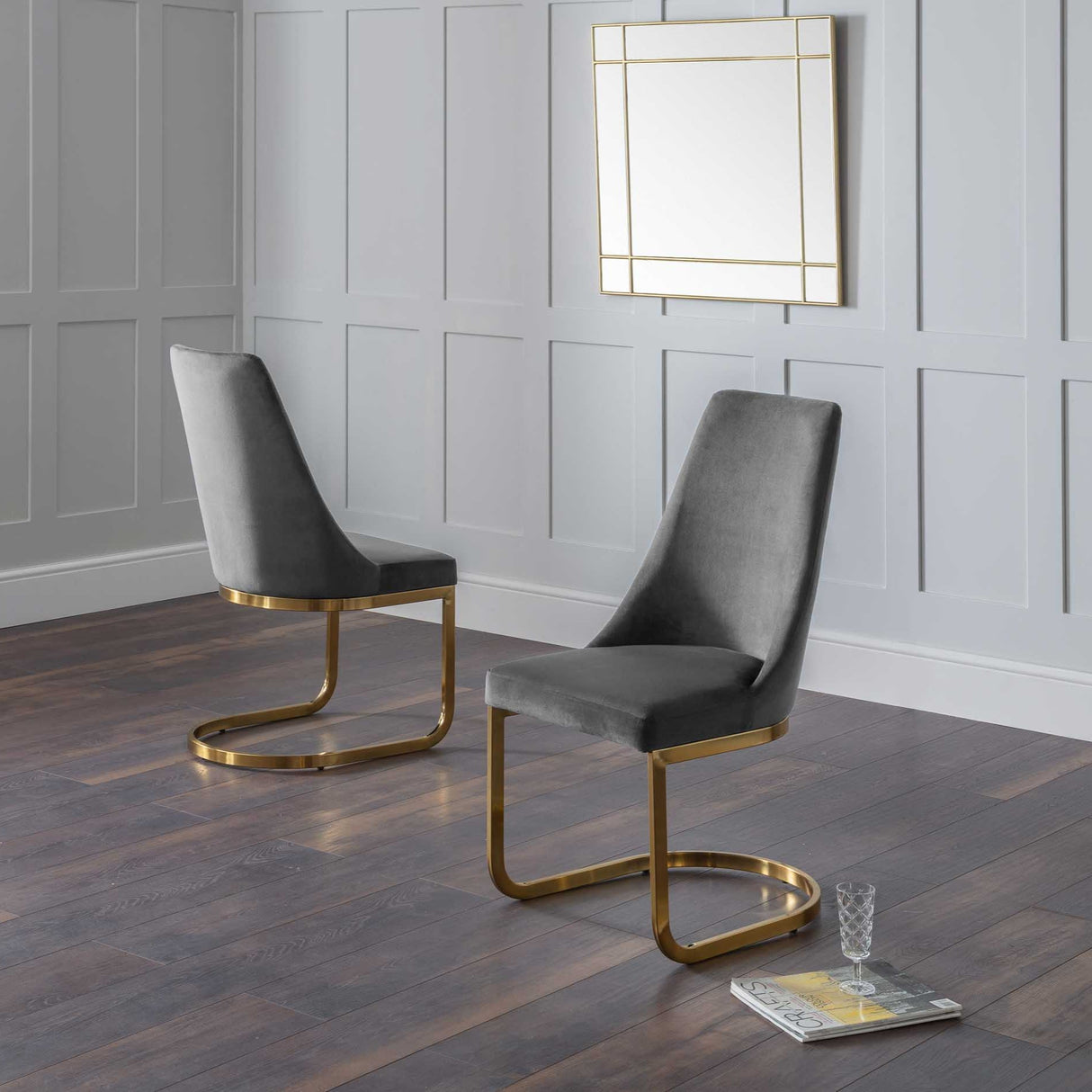 Julian Bowen Dining Chairs Vittoria Cantilever Dining Chairs - Grey - Sold in pairs