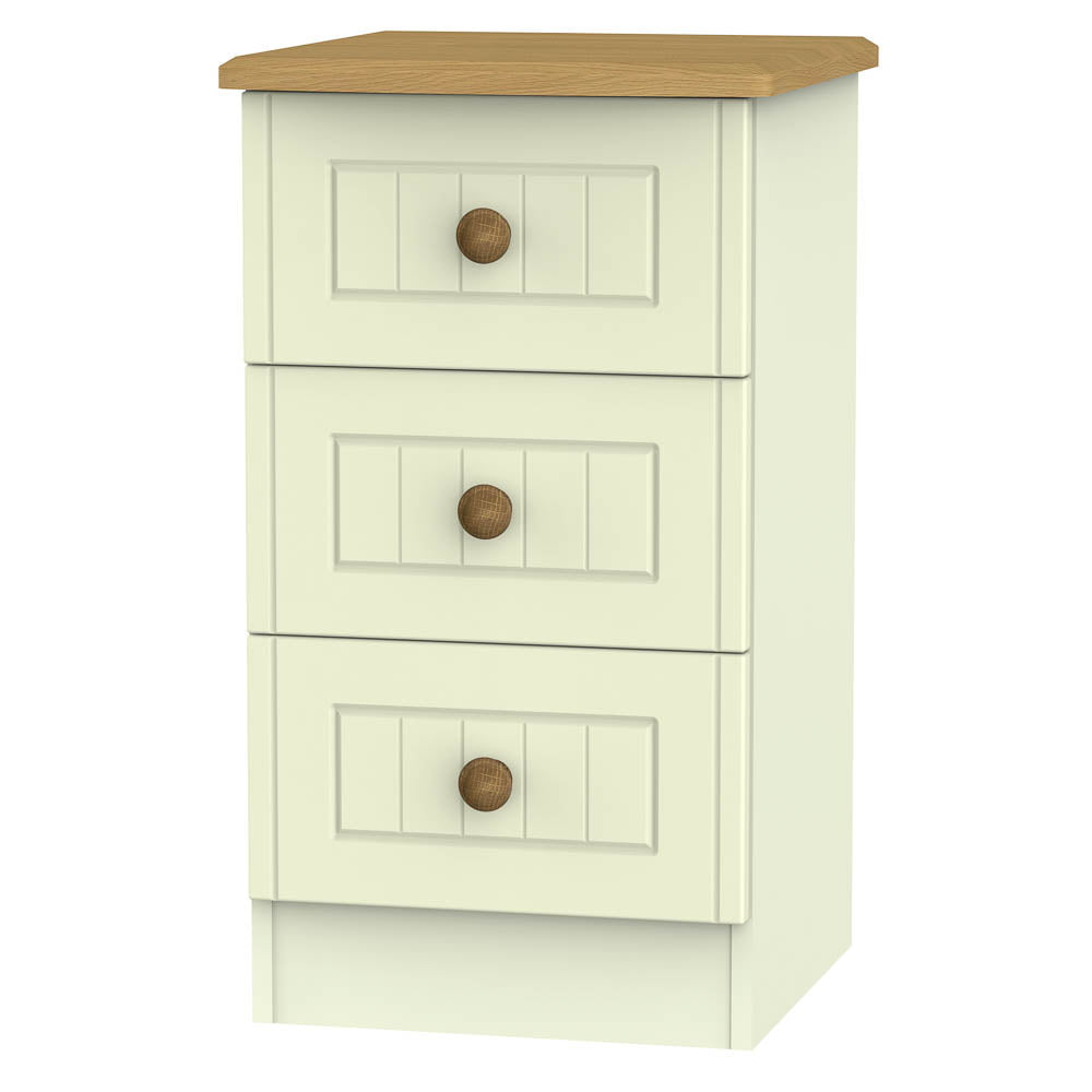 Welcome Furniture Bedside Table DefaultTitle Warwick 3 Drawer Bedside Locker Cream and Oak WAR001