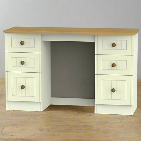 Welcome Furniture Dressing Table Desk DefaultTitle Warwick Kneehole Dressing Table Desk Cream and Oak WAR030