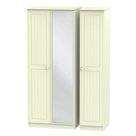 Welcome Furniture Wardrobe DefaultTitle Warwick Triple Mirror Wardrobe Cream WAR137