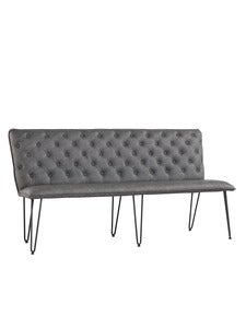Grey Studded Back Bench 180cm with Hairpin Legs