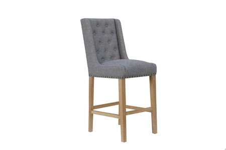 Light Grey Button Back Chair with Studs
