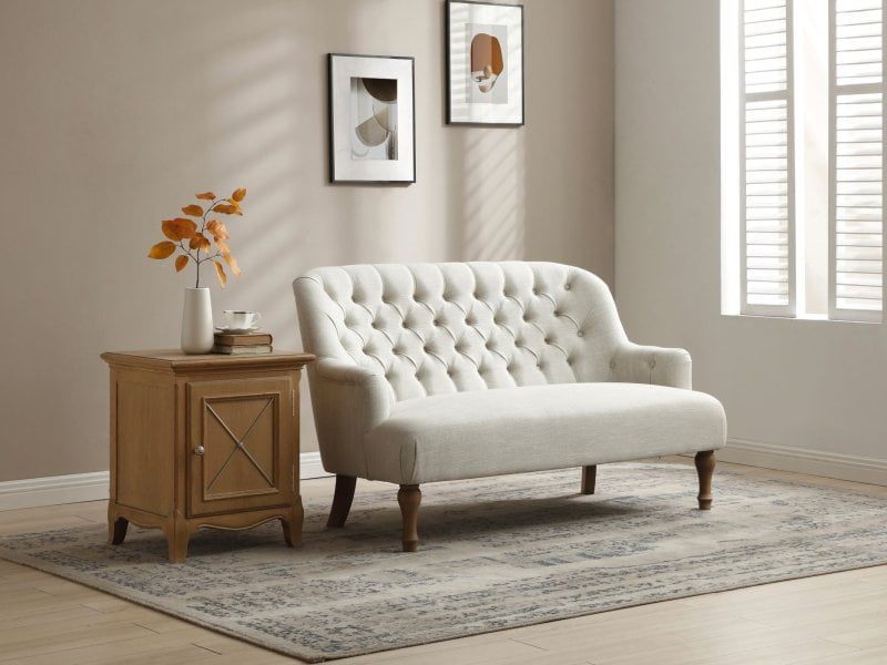 Kyoto Sofa Bianca Cream Linen 2 Seater Sofa