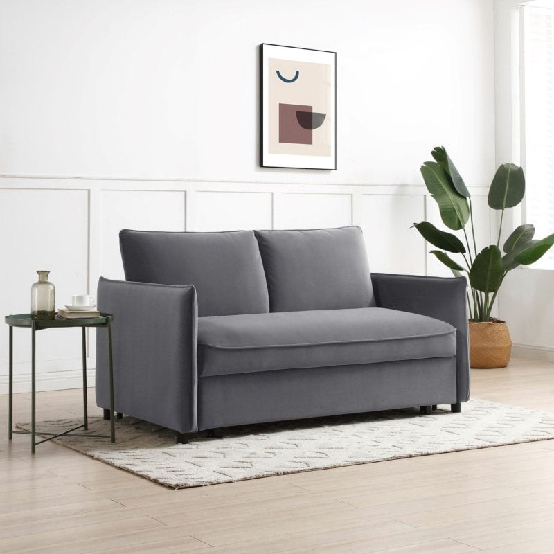 Kyoto Sofa Bed Athena Grey Velvet Blaire 2 Seater Sofa Bed