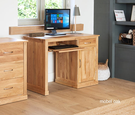 Baumhaus Computer Desk Mobel Oak Single Pedestal Computer Desk