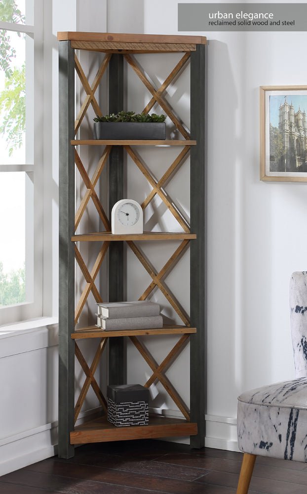 Baumhaus Bookcase Urban Elegance Reclaimed Large Corner Bookcase