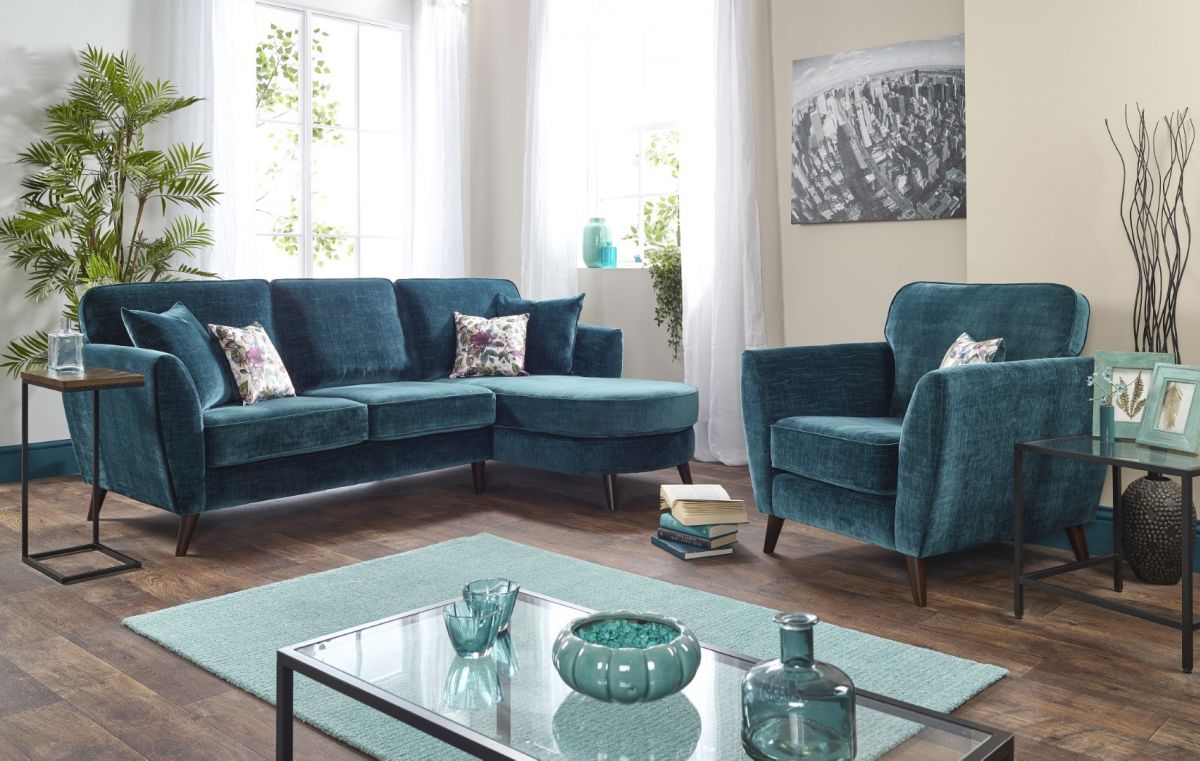Antigua Collection including Left Hand Facing Chaise & Armchair in Teal