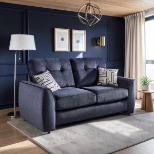 Finley sofa in navy by Lebus Upholstery with power foot uplift