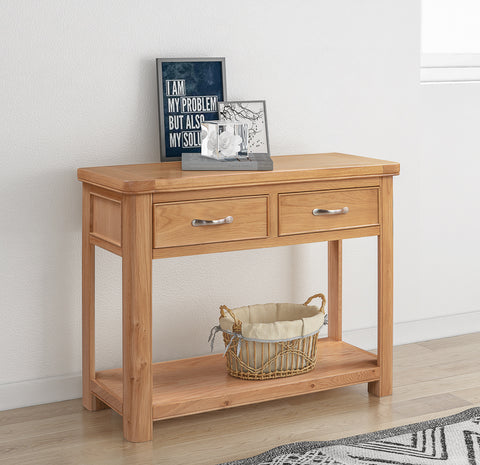 Chatterton Oak Console Table with 2 Drawers