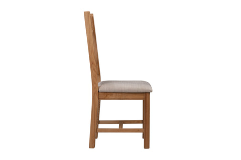 Chatterton Oak Pair of Natural Oak Chairs - Fabric Seat Pad