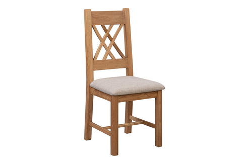 Chatterton Oak Pair of Natural Oak Chairs - Fabric Seat Pad