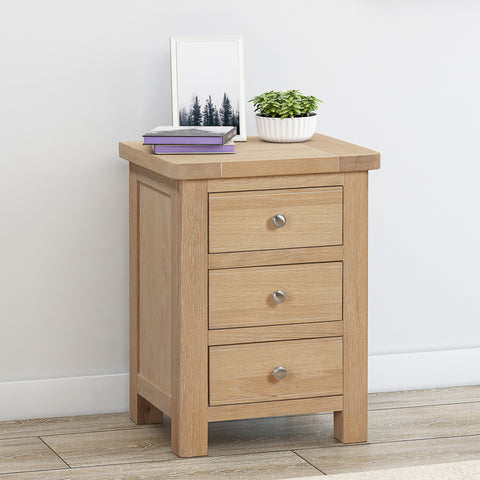 Foxley Oak Bedside with 3 Drawers