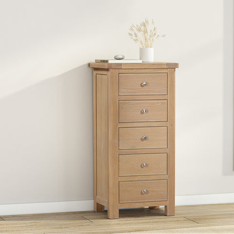 Foxley Oak 5 Drawer Tall Chest