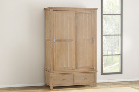 Foxley Oak Double Robe with 2 Sliding Doors & 2 Drawers