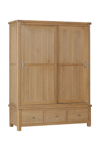 Foxley Oak Large robe with 2 Sliding Doors & 3 Drawers