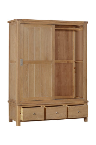 Foxley Oak Large robe with 2 Sliding Doors & 3 Drawers