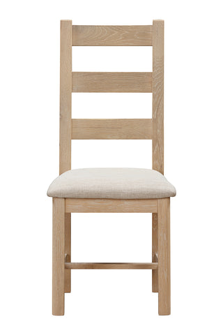 Foxley Oak Pair of Ladderback Chairs with Fabric Seat