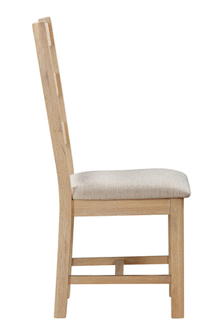 Foxley Oak Pair of Ladderback Chairs with Fabric Seat