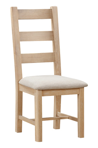 Foxley Oak Pair of Ladderback Chairs with Fabric Seat