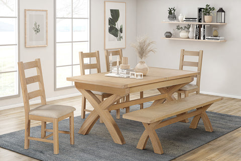 Foxley Oak 180/240 Cross leg Extending Dining Table