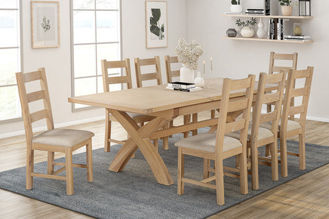 Foxley Oak 180/240 Cross leg Extending Dining Table