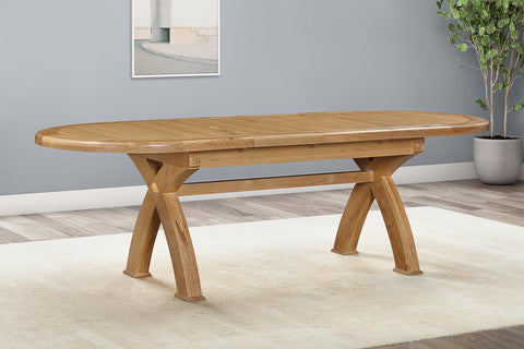 Kingston Oak Oval Cross Leg Extending 176/256 Table