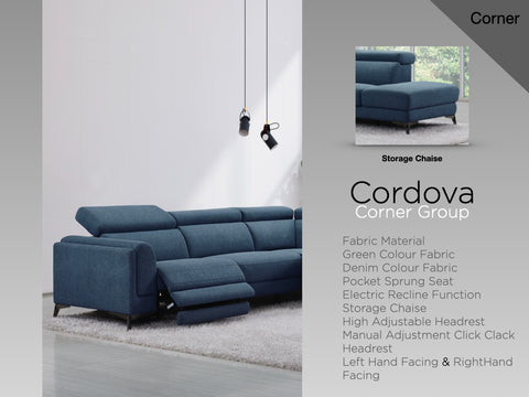 Cordova Blue Corner Suite - Right Hand Facing