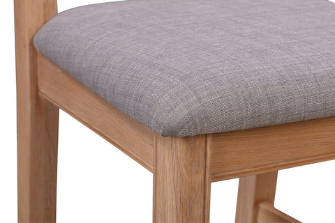 Chatterton Painted Pair of Washed Oak Chairs - Grey Fabric Seat Pad