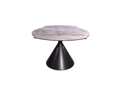 Alonso 135cm Ceramic Light Grey Gloss Round Extending Dining Table