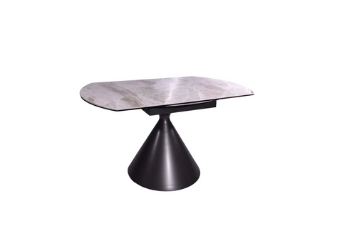 Alonso 135cm Ceramic Light Grey Gloss Round Extending Dining Table