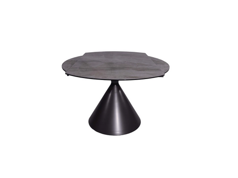 Alonso 135cm Ceramic Matt Grey Round Extending Dining Table