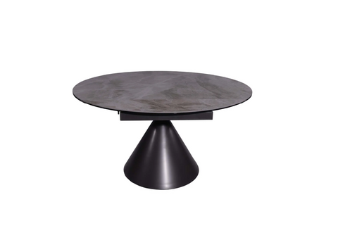 Alonso 135cm Ceramic Matt Grey Round Extending Dining Table