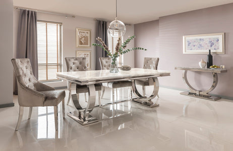 Arianna Cream 200cm Marble Dining Table Your Home Furniture Your Home Furniture of Newark