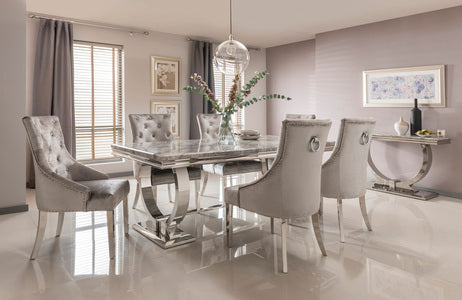 Arianna Grey 180cm Dining Table Complete with 6 Belvedere & Matching Console Table